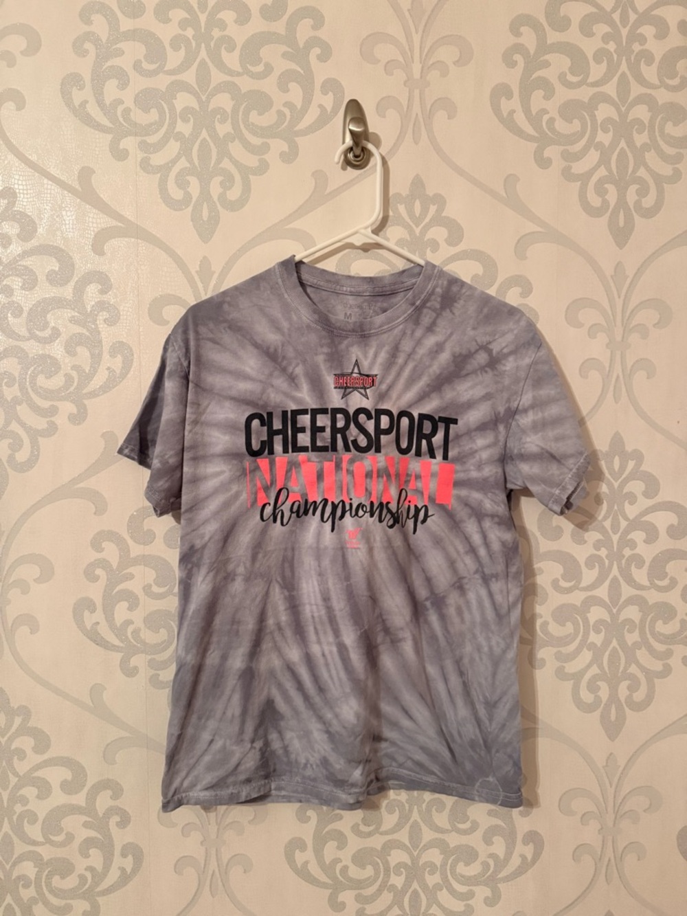 CHEERSPORT National Championship Tie-Dye Crewneck T-Shirt - Gray/Pink